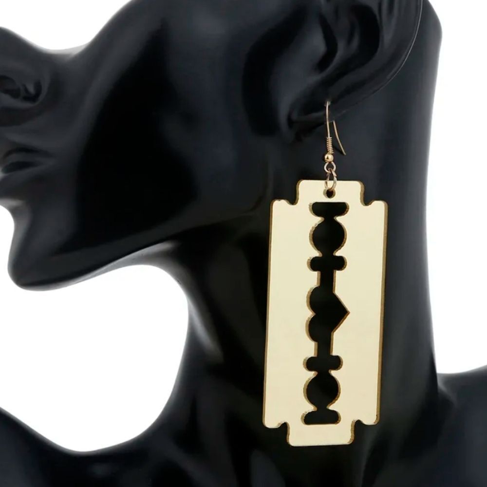 NWOT Gold Mirrored Razor Blade Earrings